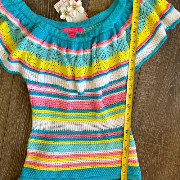 XXS NWOT Ruffle Off Shoulder Striped Lilly Pulitzer Top - Picture 2 of 7